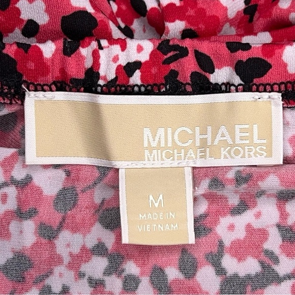 Medium MICHAEL Michael Kors Fuchsia Pink White Black Floral Dress Sleeveless - Picture 12 of 16